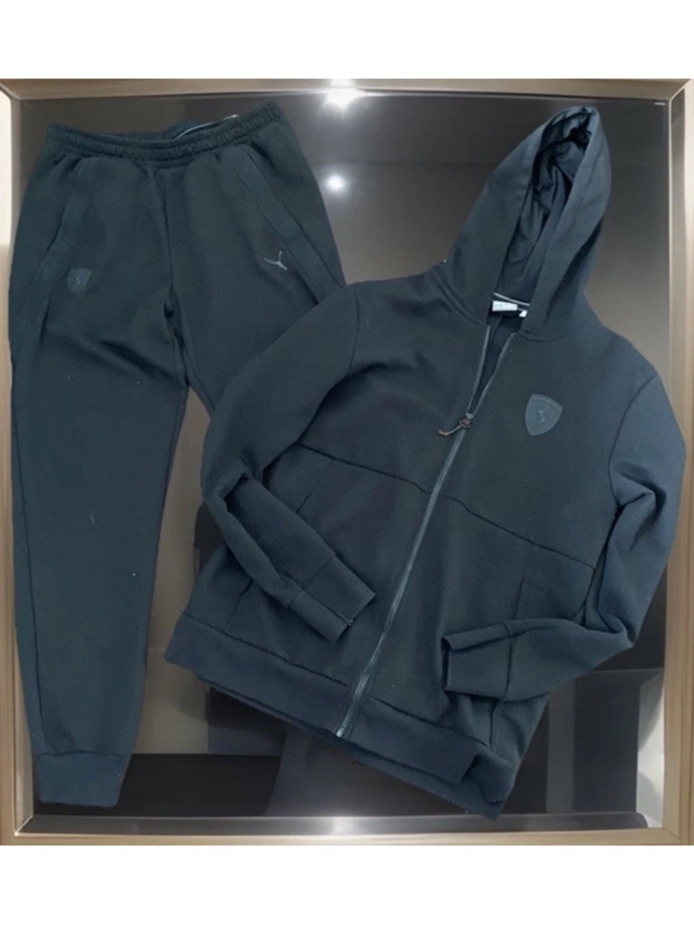 Puma Ferrari Racing Hoodie Jacket/Matching Joggers Track Suit Mens Large Black